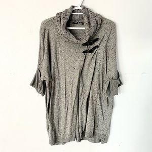 Grey Cowl Neck Short-sleeve